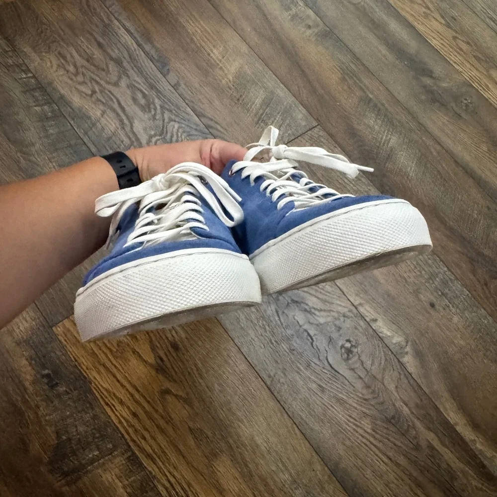 Good Man Brand Edge Blue Suede Low Top Sneakers Made in Italy Men 7 Casual Shoes